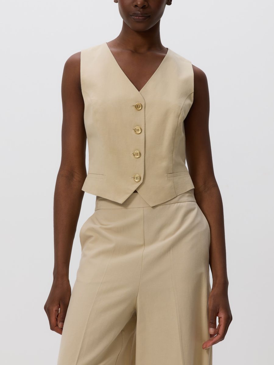 Viscose blend vest - beige - RESERVED - 2