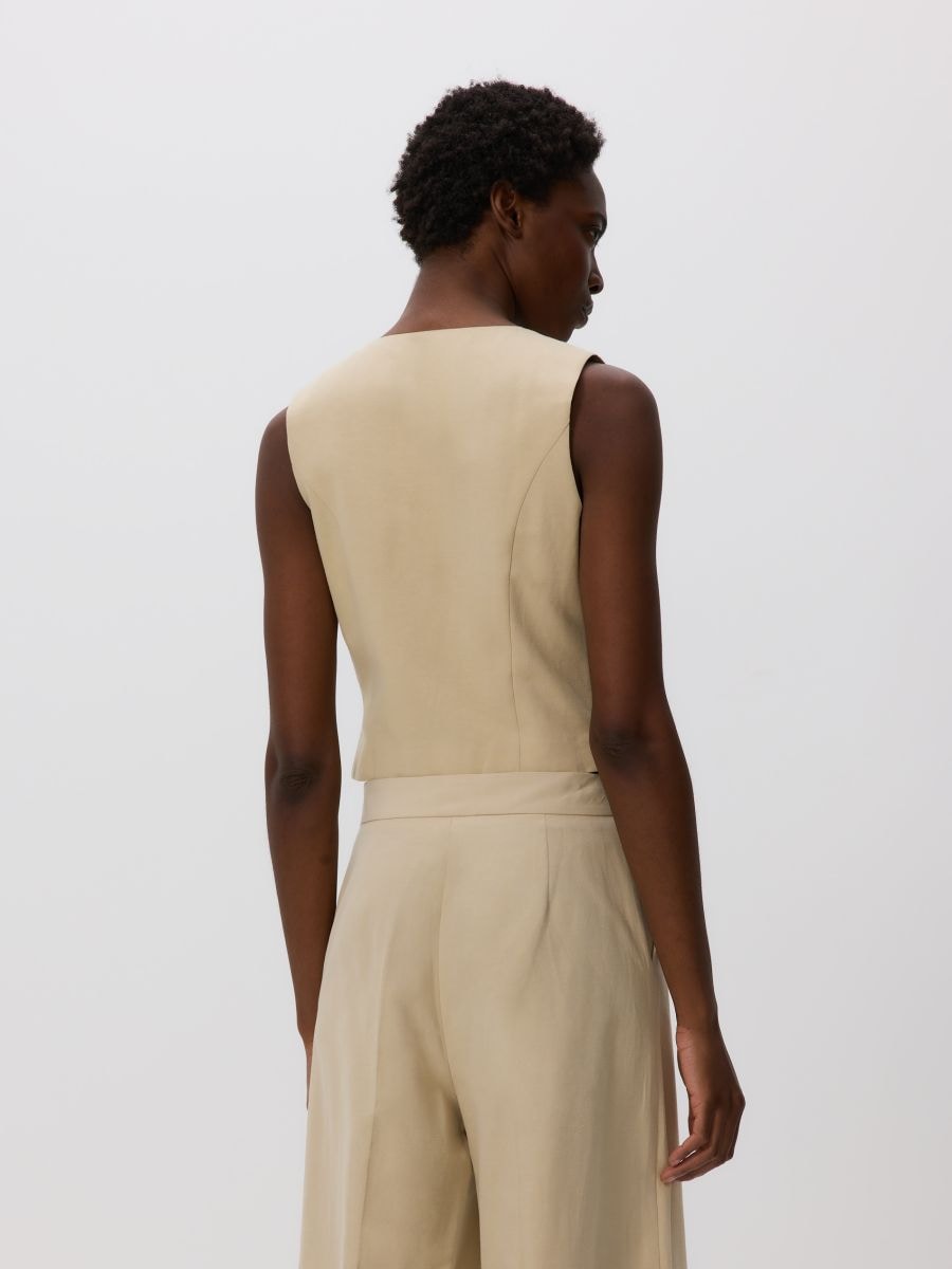 Viscose blend vest - beige - RESERVED - 6