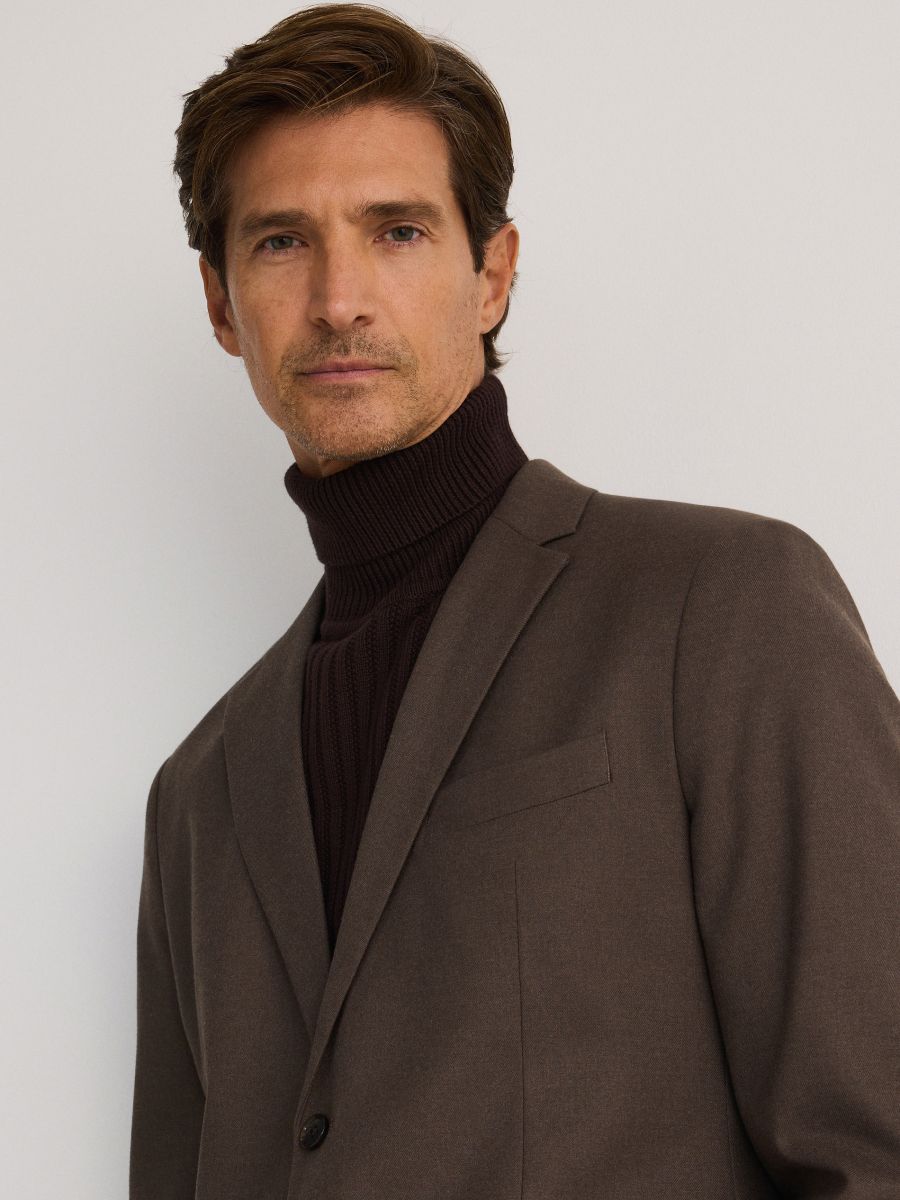 Regular fit blazer with viscose blend - brown - RESERVED - 3