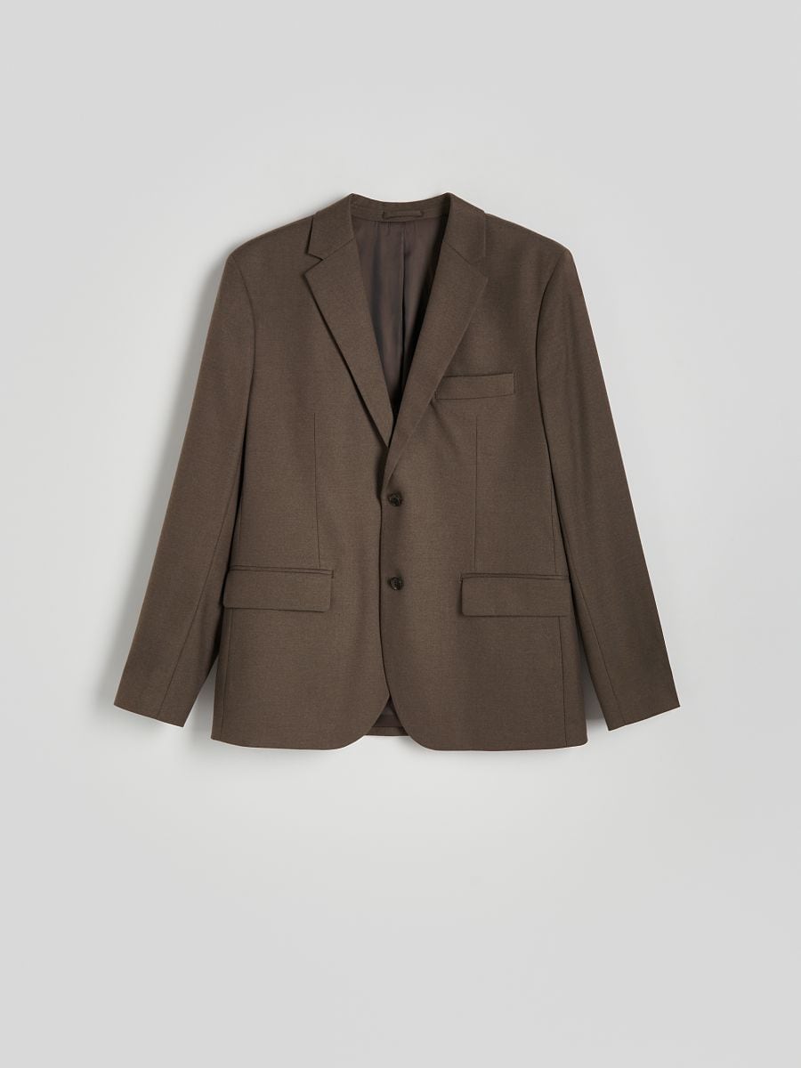 Regular fit blazer with viscose blend - brown - RESERVED - 5