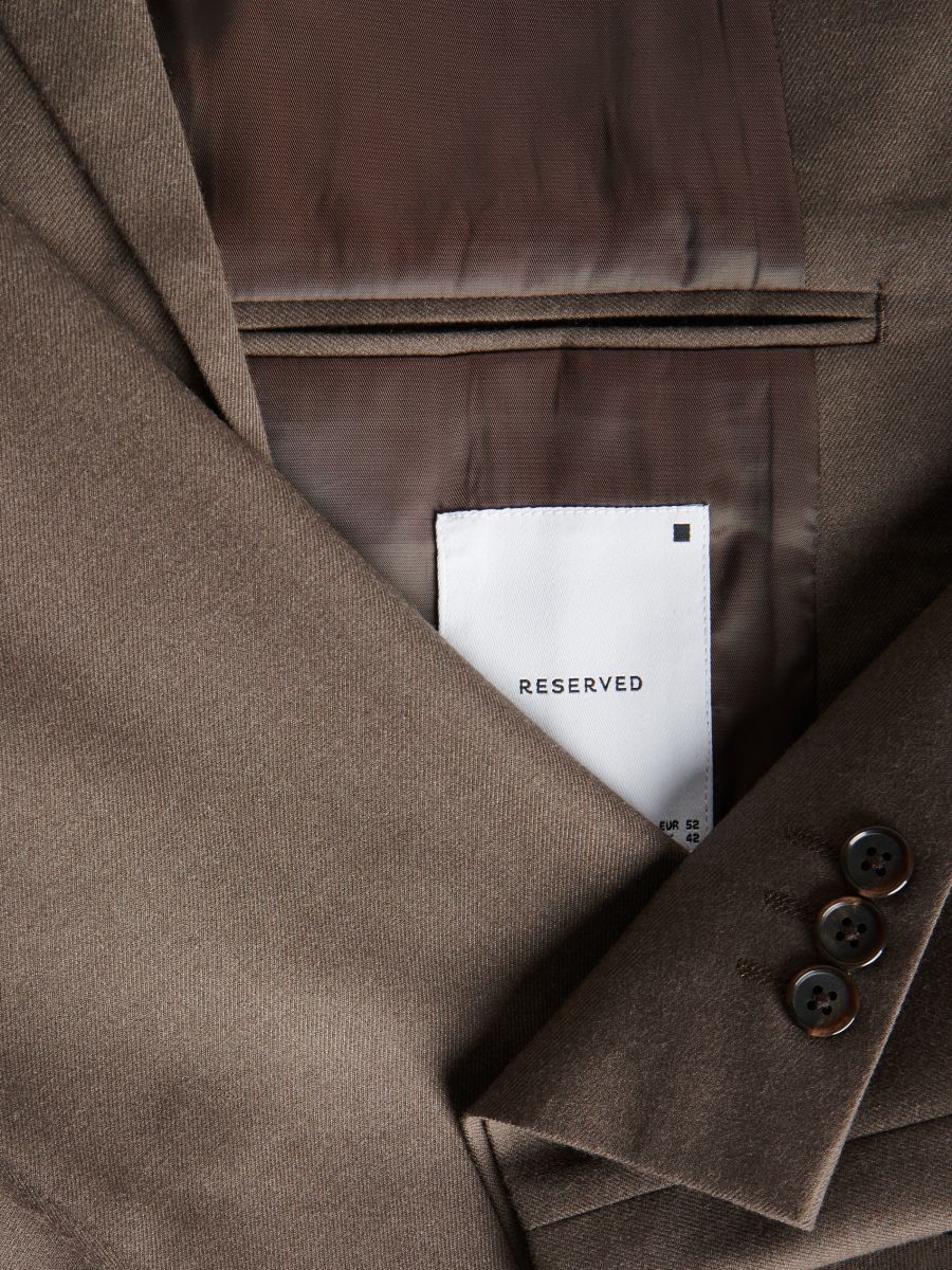 Regular fit blazer with viscose blend - brown - RESERVED - 6