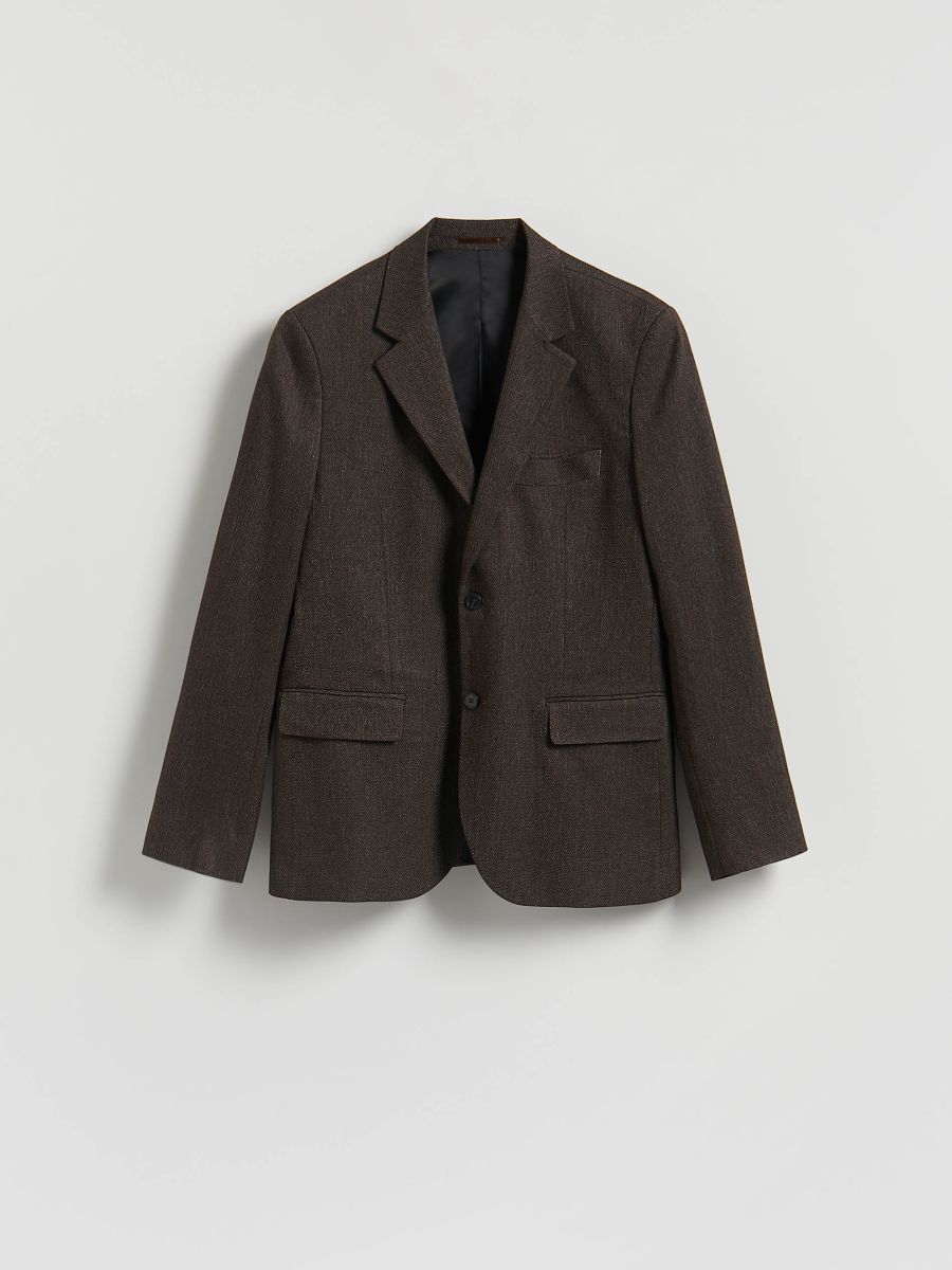 Blazer im Slim-Fit mit Viskosegemisch - dunkelbraun - RESERVED