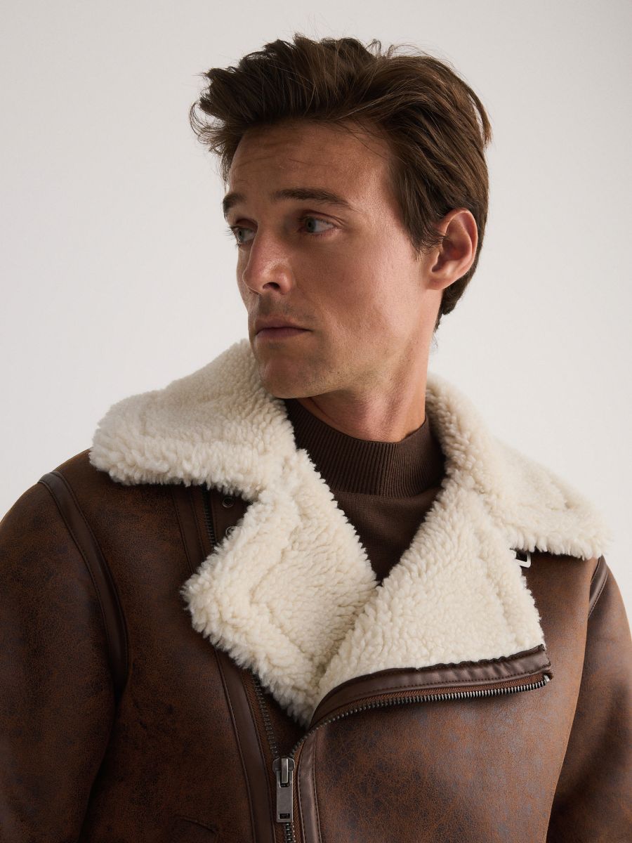 Jacket with faux fur lining - golden brown - RESERVED - 4