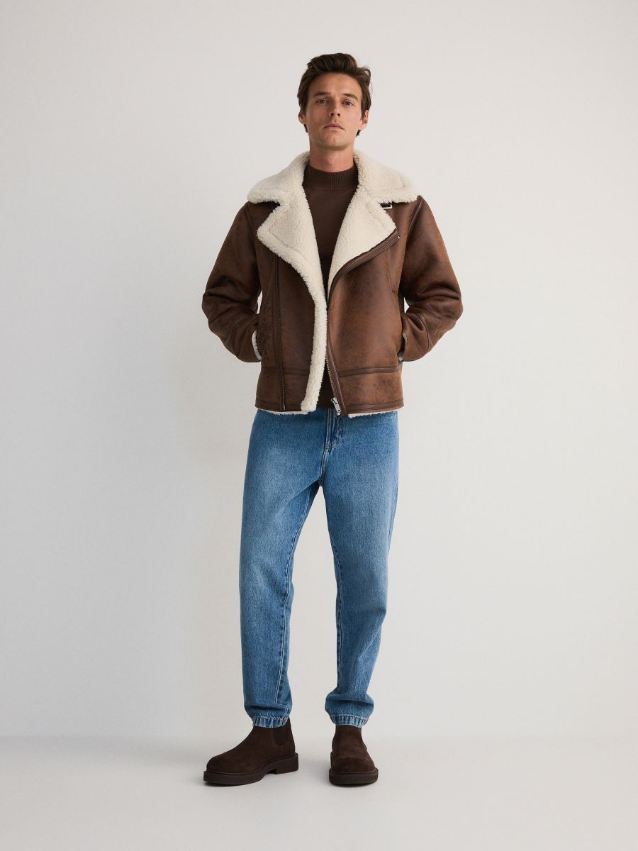 Jacket with faux fur lining COLOUR golden brown RESERVED 776CD 82X