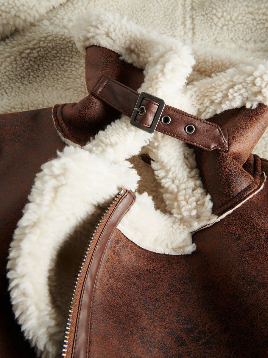 Jacket with faux fur lining - golden brown - RESERVED - 8