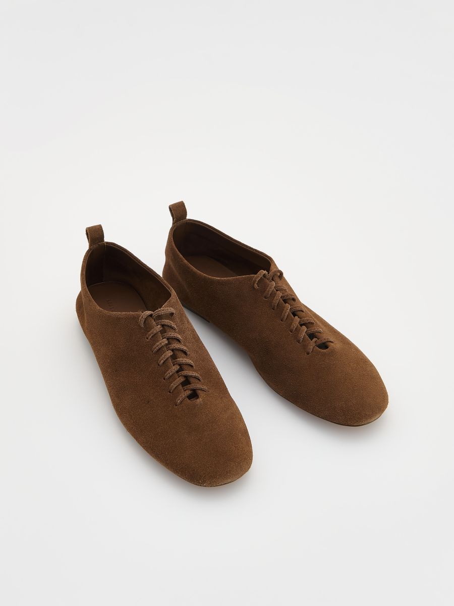 Suede lace-up ballet flats - beige - RESERVED - 4