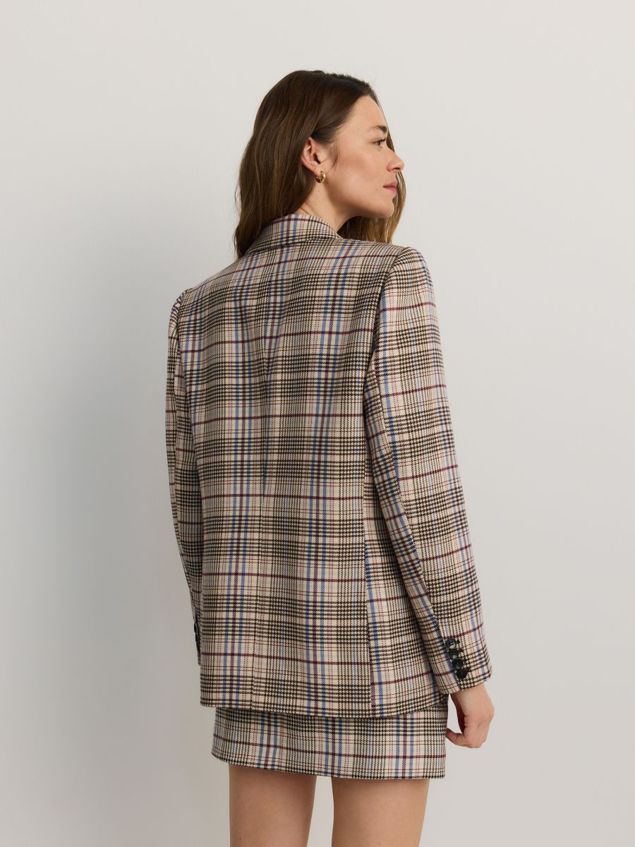 Double-breasted checked jacket - multicolor - RESERVED - 8