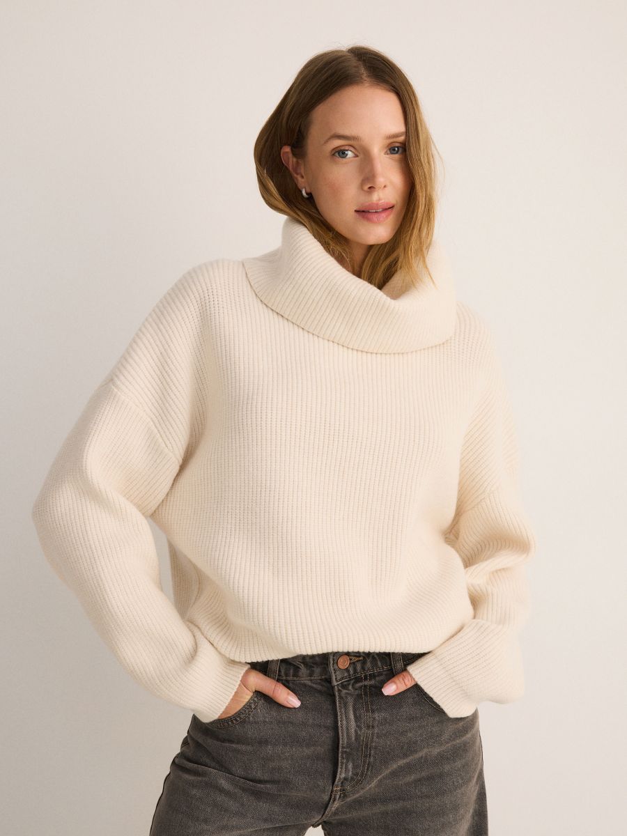 LADIES` SWEATER - nude - RESERVED