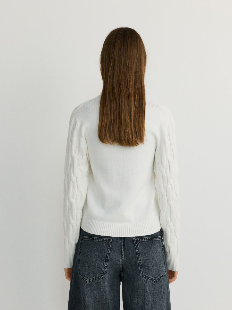 Rollkragenpullover mit Zopfmuster - creme - RESERVED - 3