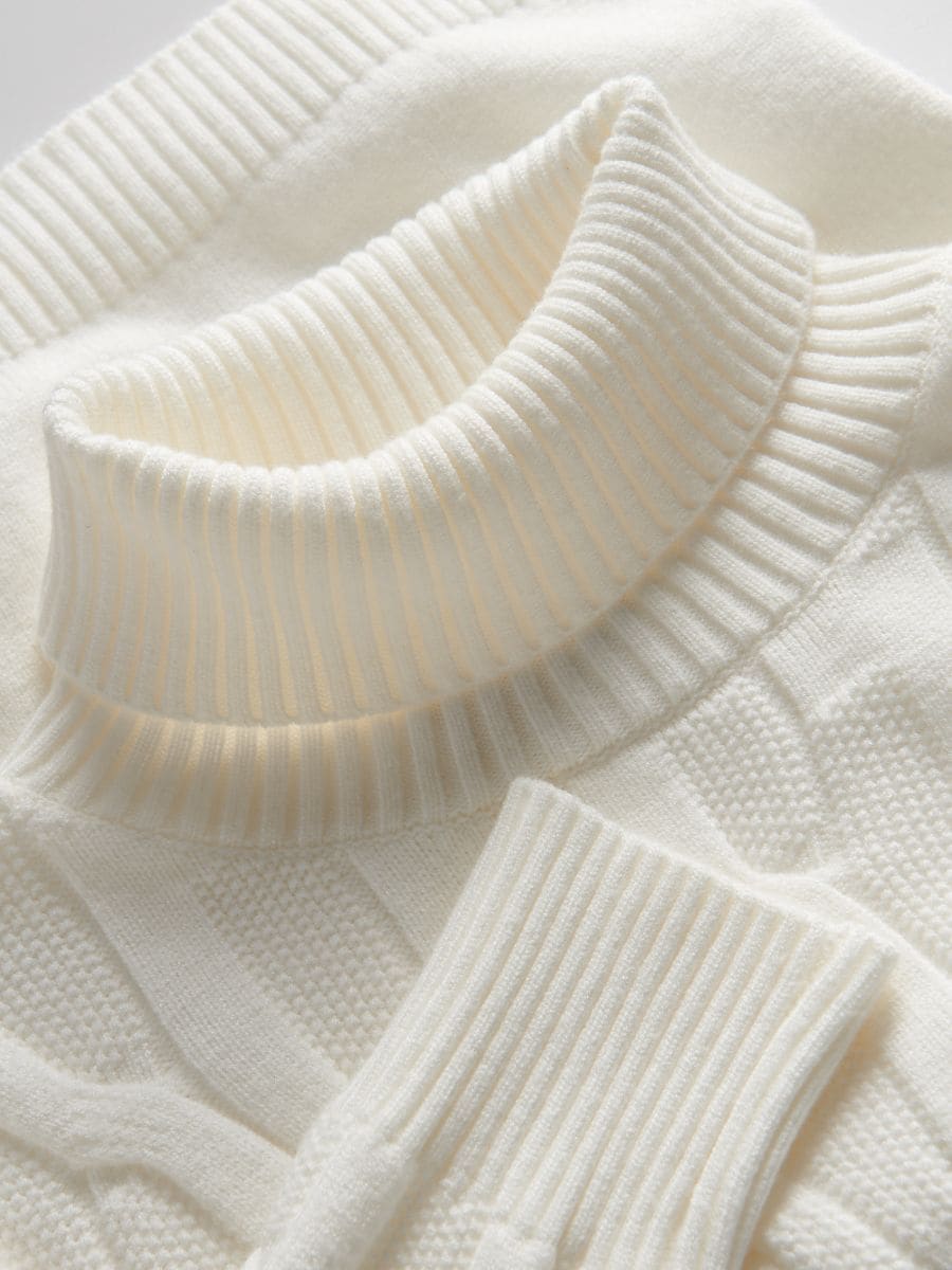 Rollkragenpullover mit Zopfmuster - creme - RESERVED - 5