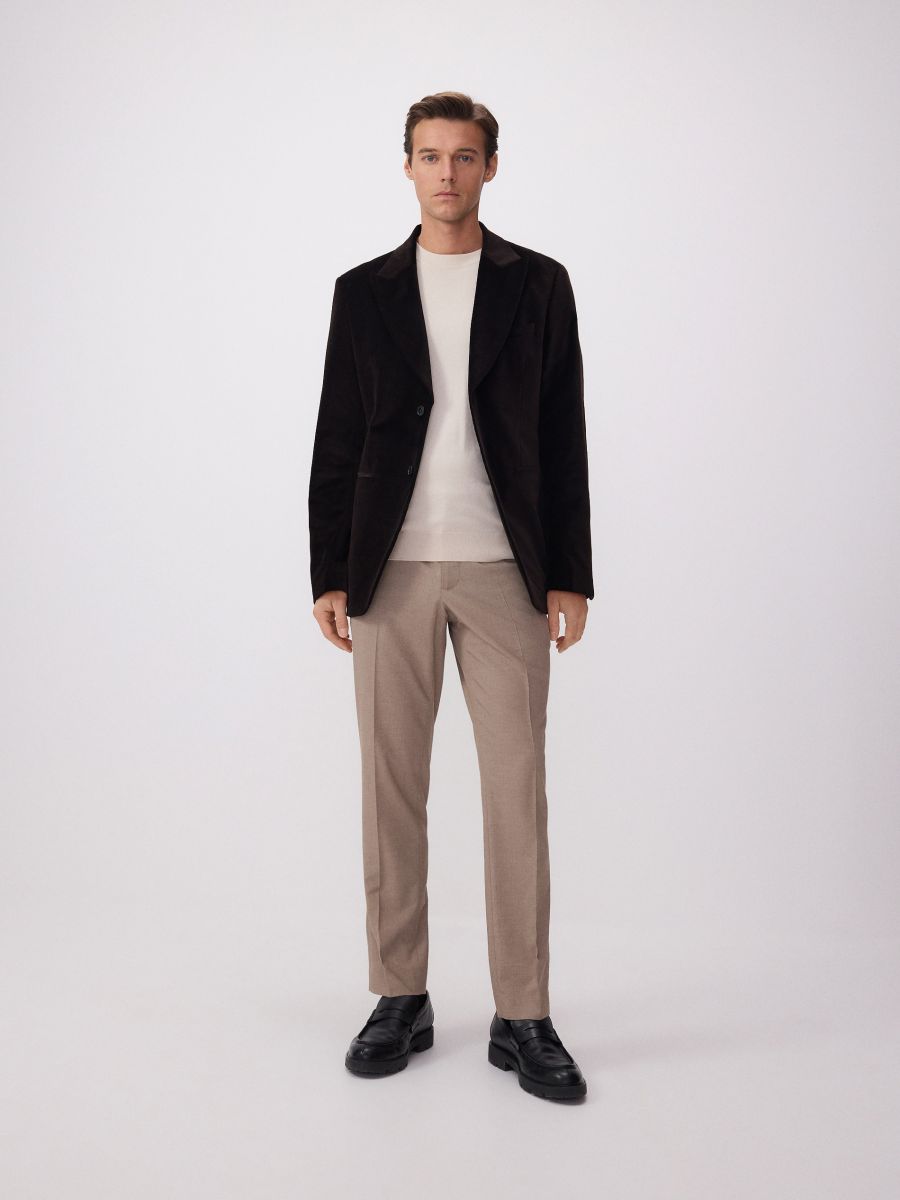 Regular fit blazer - dark brown - RESERVED - 2
