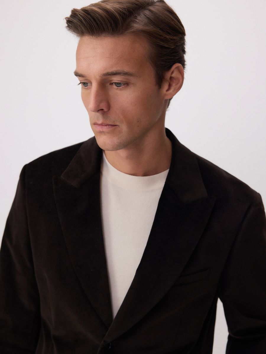 Regular fit blazer - dark brown - RESERVED - 3