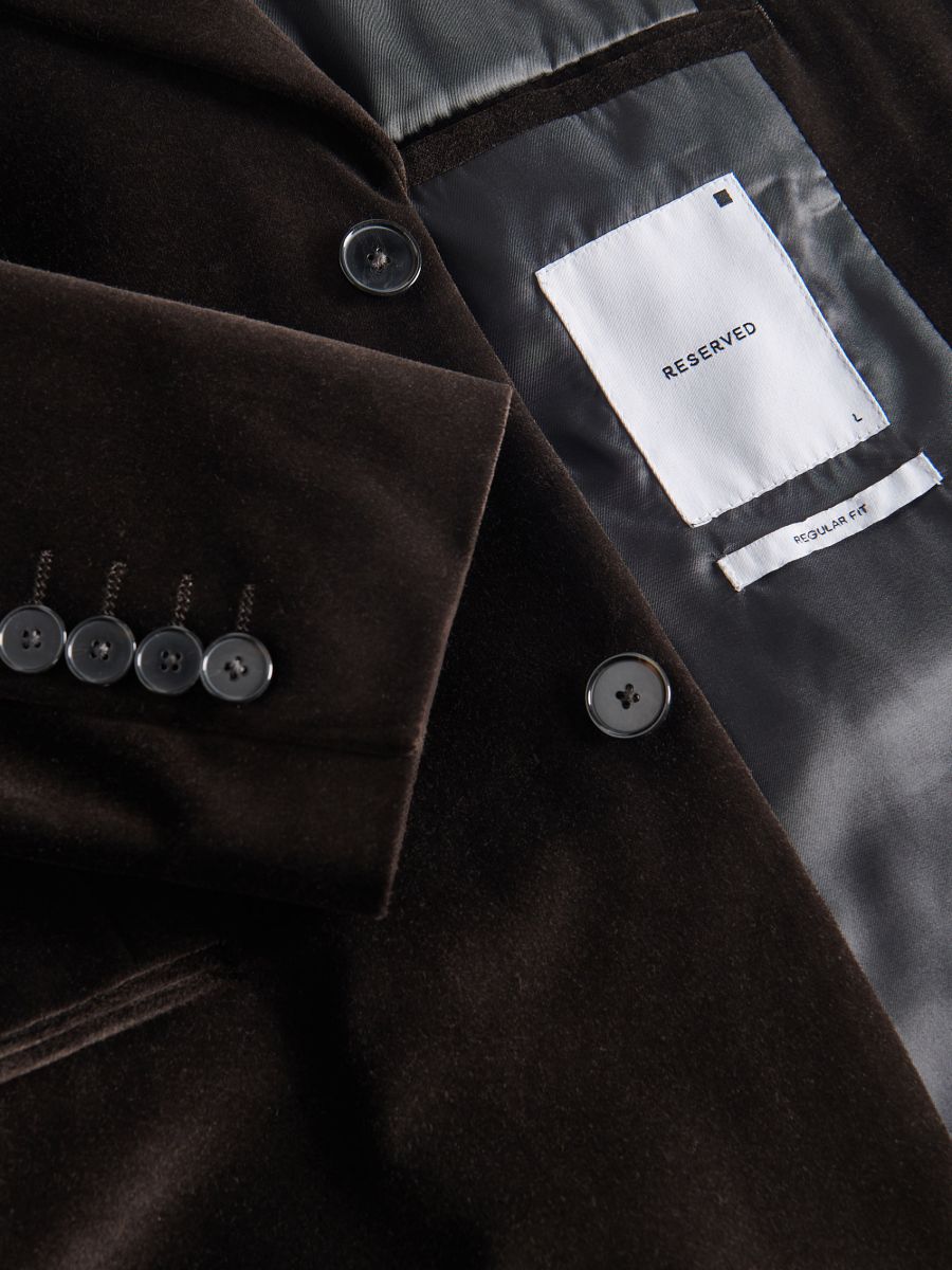 Regular fit blazer - dark brown - RESERVED - 6