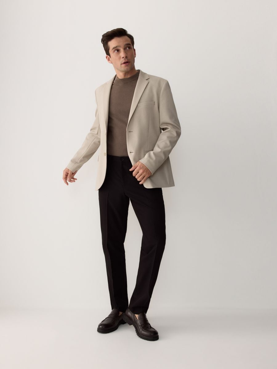 Slim fit blazer - beige - RESERVED - 2