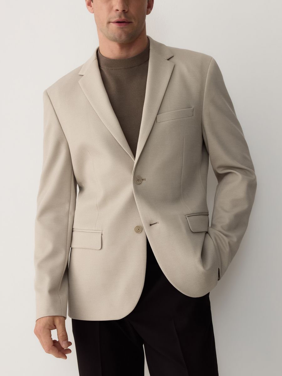 Slim fit blazer - beige - RESERVED - 3