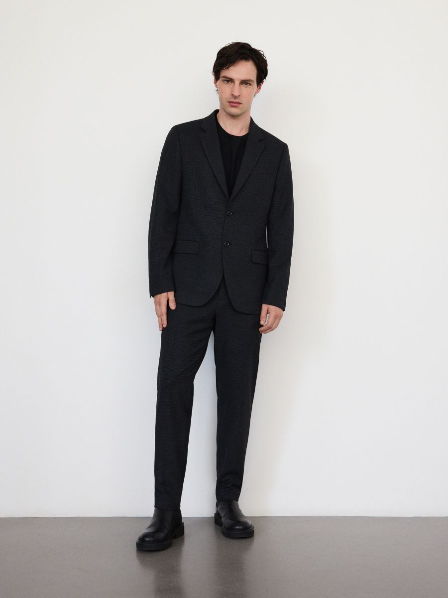 Regular fit blazer with viscose blend - dark grey - RESERVED - 2