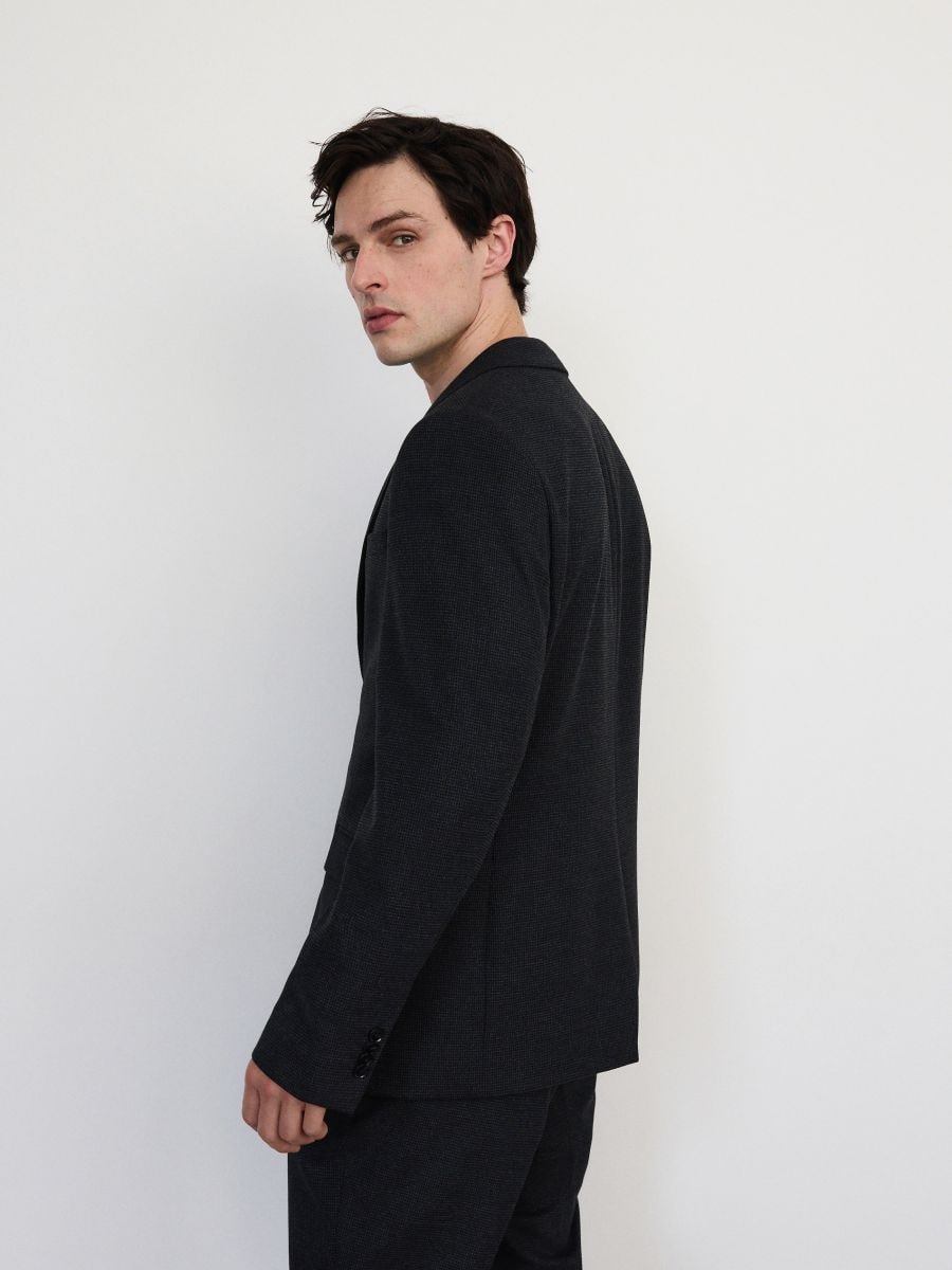 Regular fit blazer with viscose blend - dark grey - RESERVED - 4