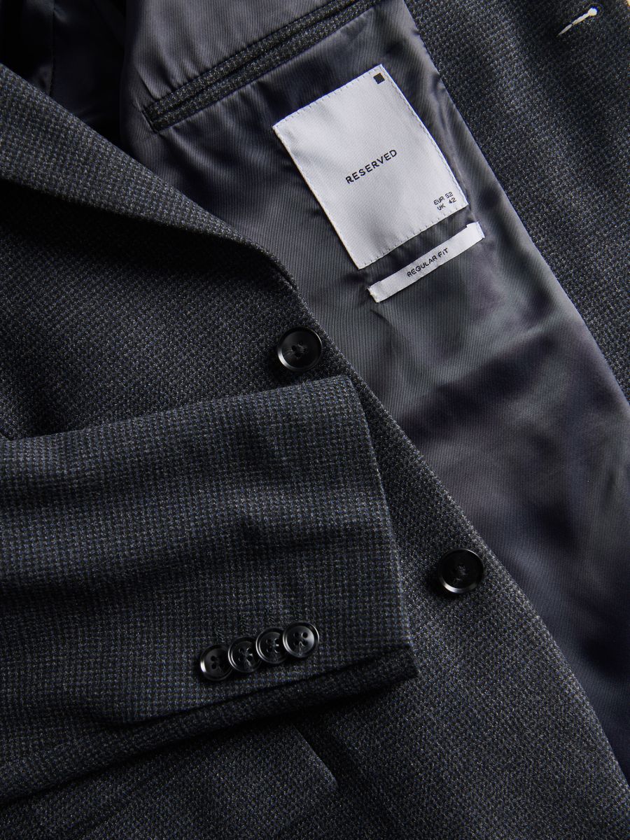 Regular fit blazer with viscose blend - dark grey - RESERVED - 6