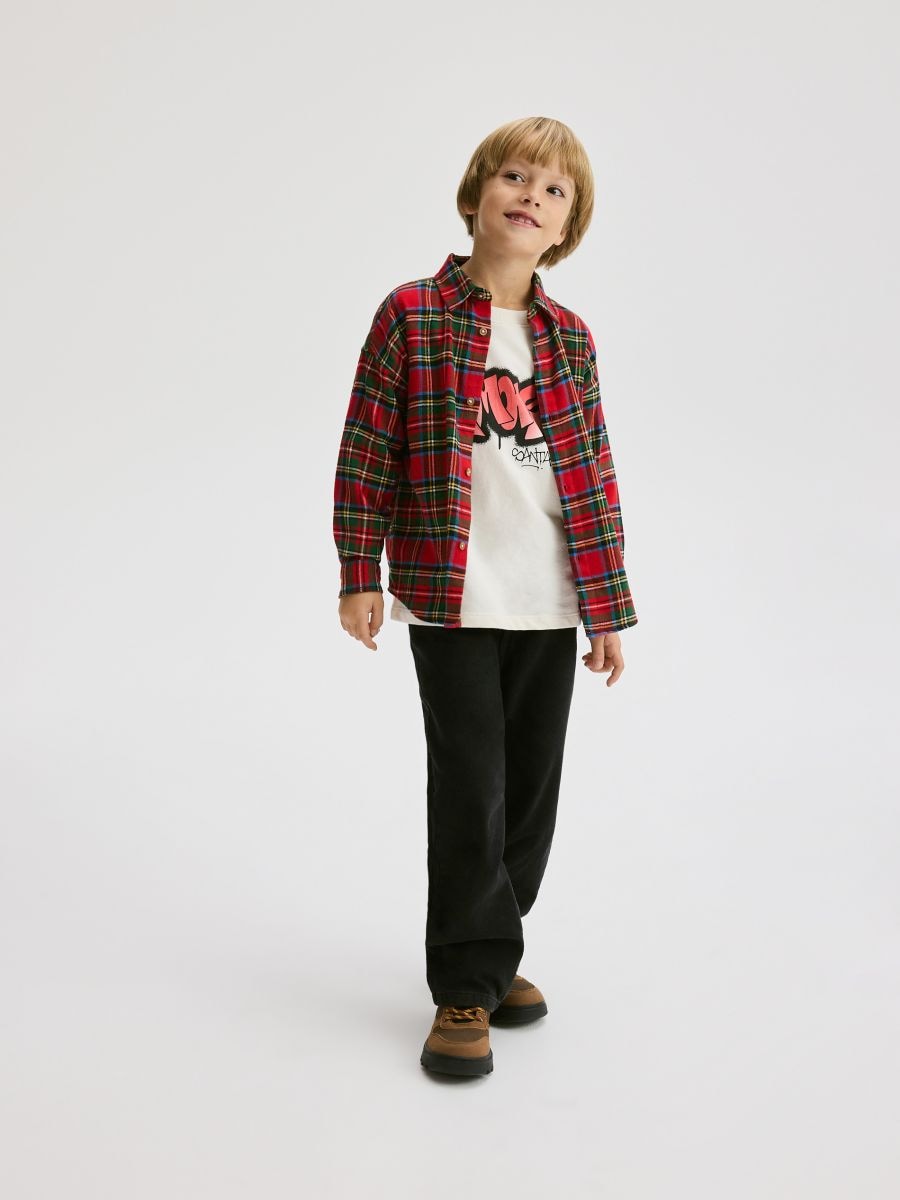 Regular fit flannel shirt - red - RESERVED - 4