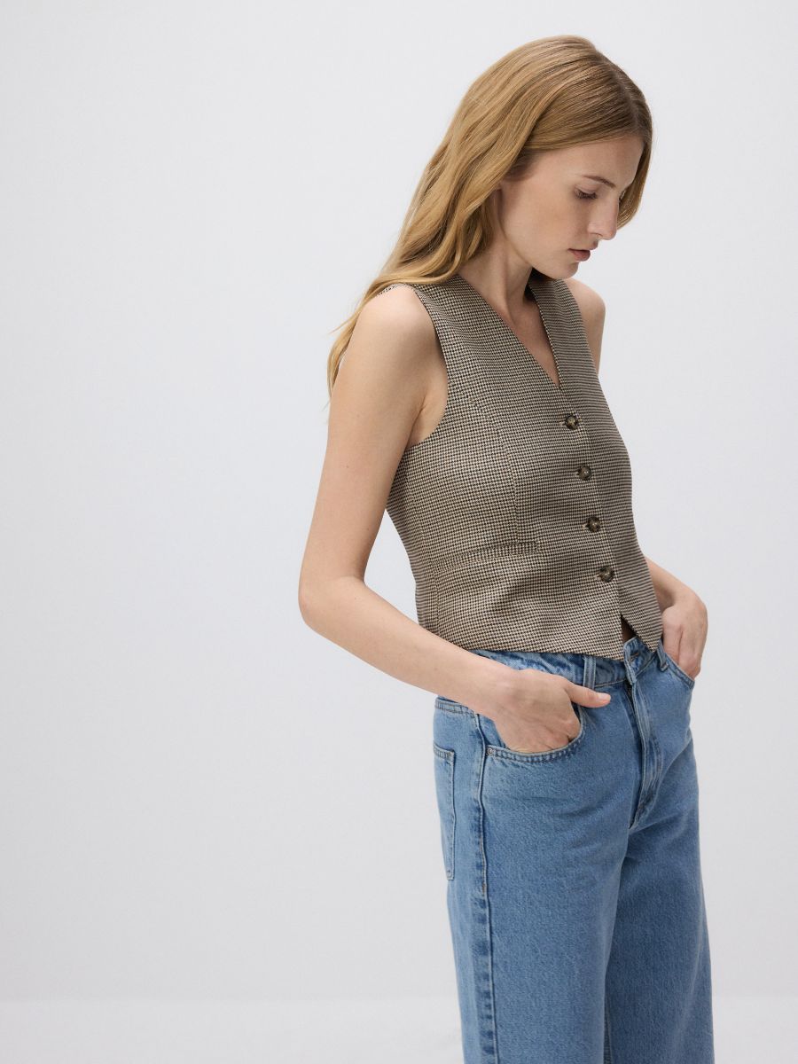 Viscose blend vest - multicolor - RESERVED - 2