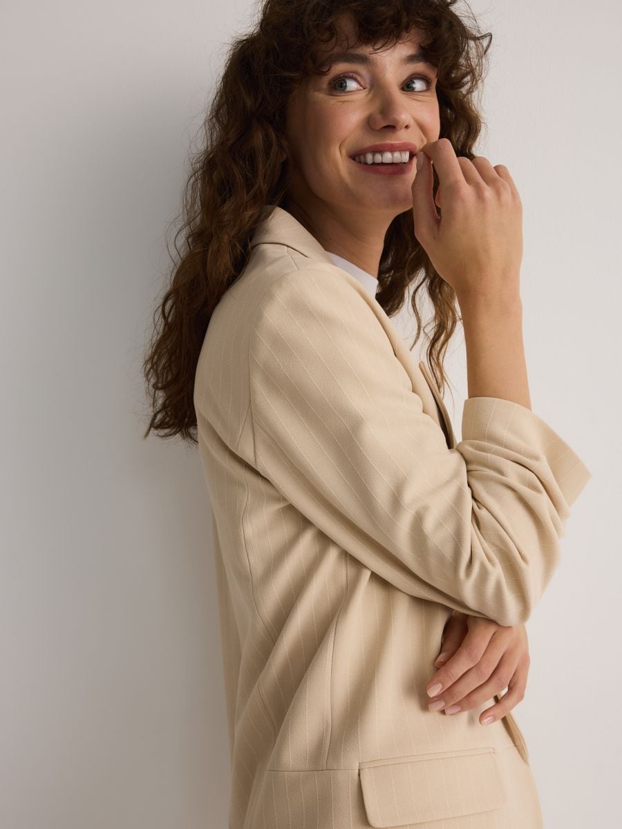 Blazer with crinkled sleeves - nude - RESERVED - 3