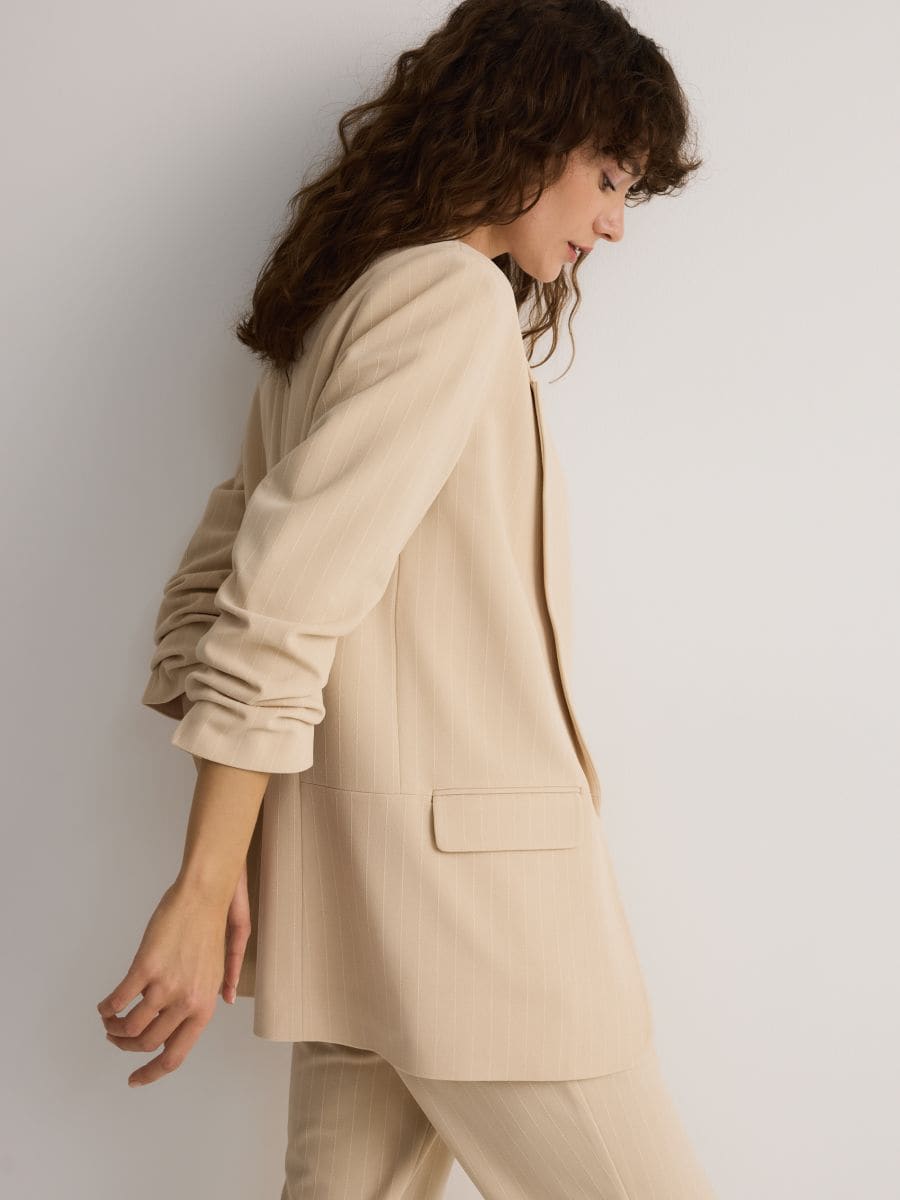 Blazer with crinkled sleeves - nude - RESERVED - 4