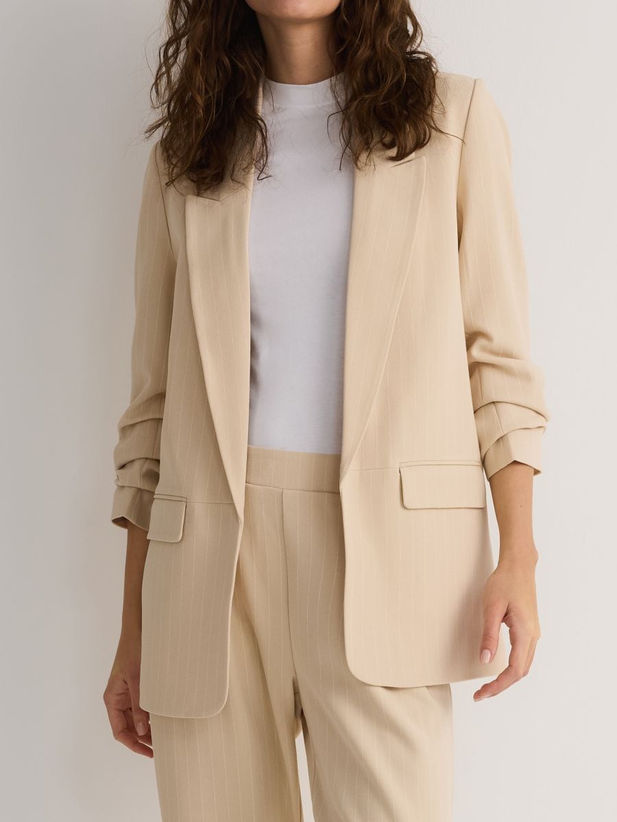 Blazer with crinkled sleeves - nude - RESERVED - 6