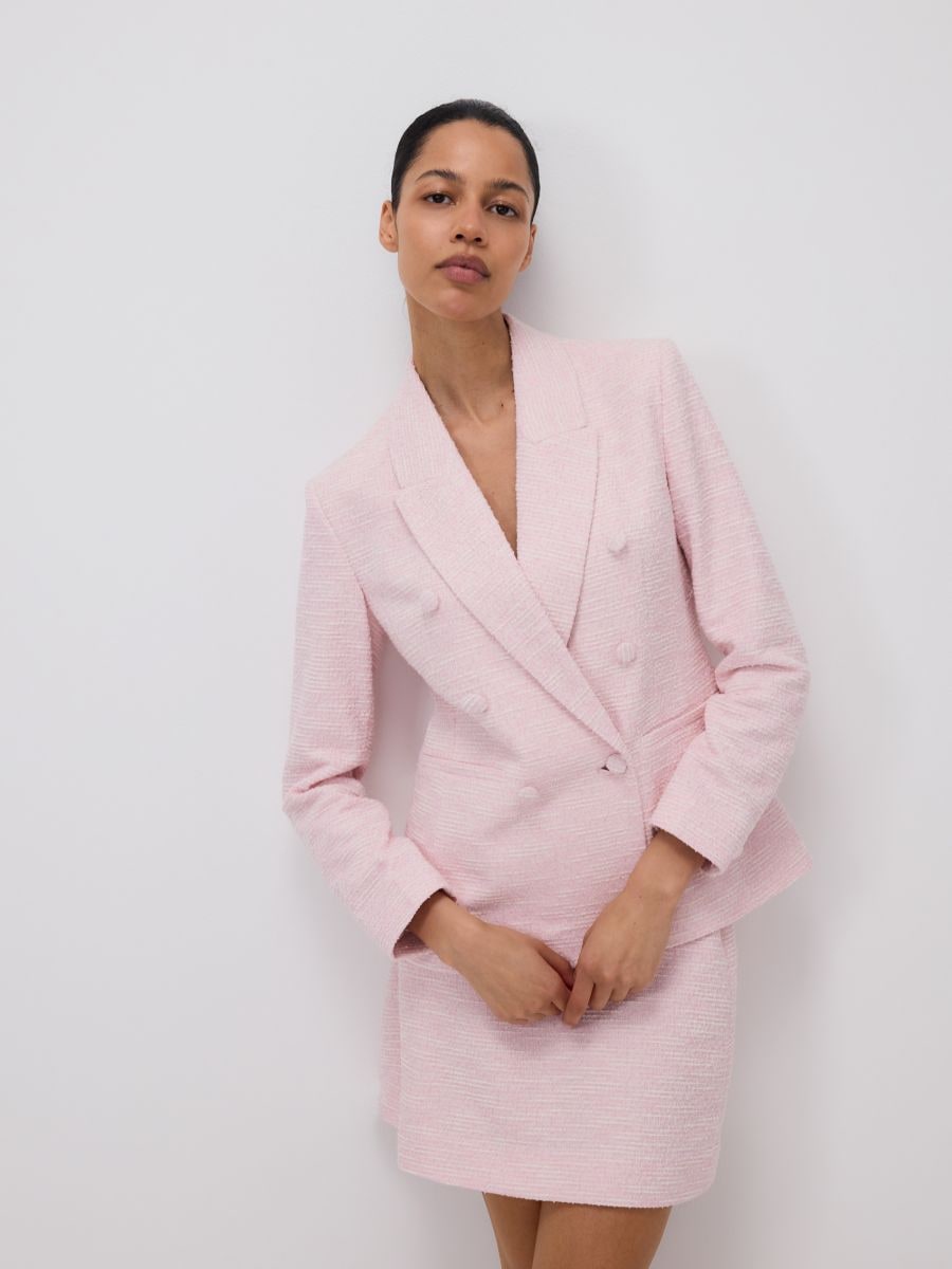 Double-breasted jacket - pastel pink - RESERVED - 4