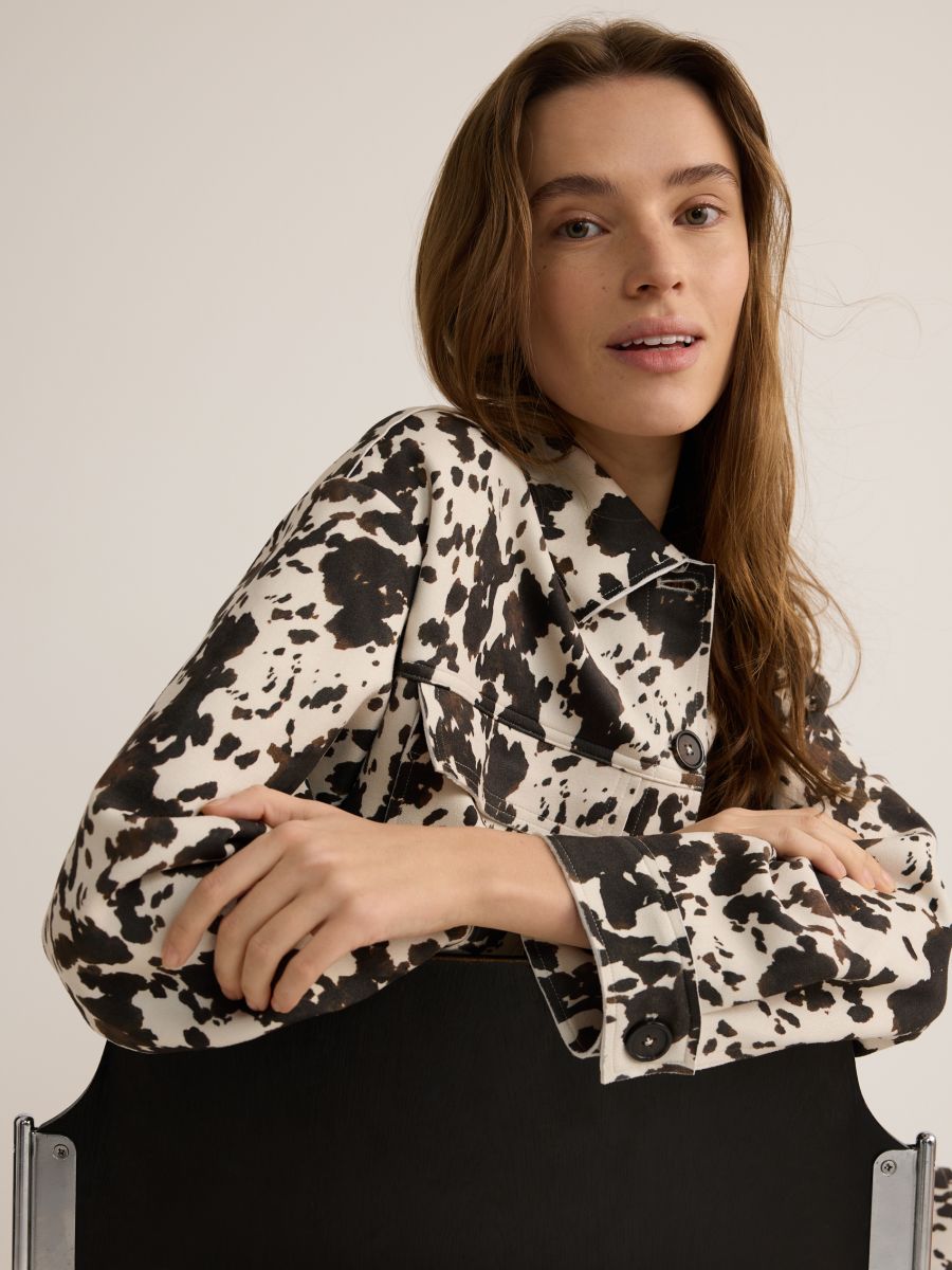 Cropped jacket with collar - multicolor - RESERVED - 3