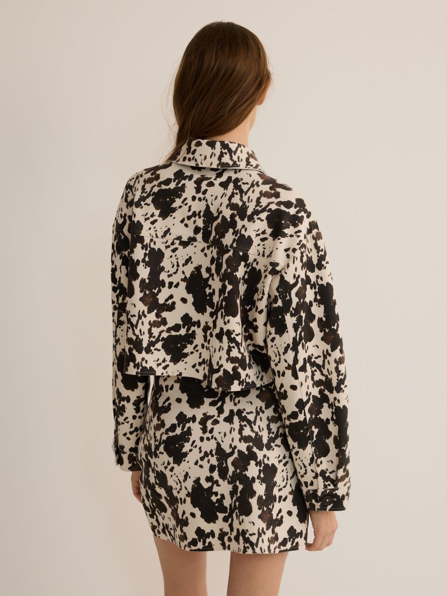 Cropped jacket with collar - multicolor - RESERVED - 4