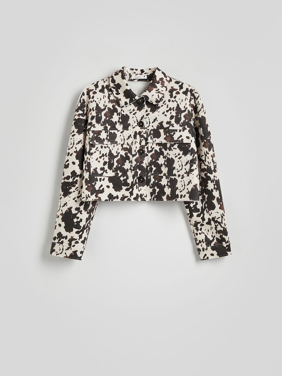 Cropped jacket with collar - multicolor - RESERVED - 6