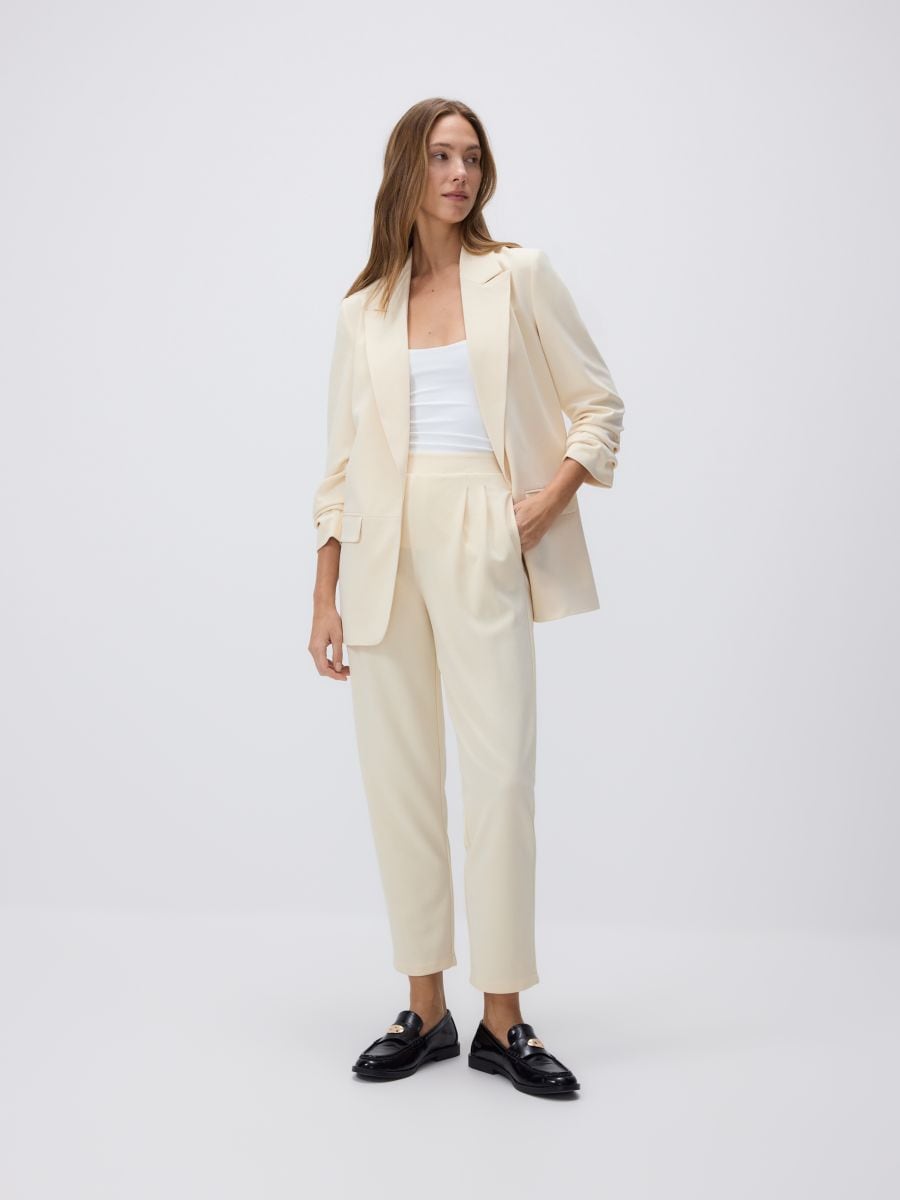 Blazer with crinkled sleeves - light yellow - RESERVED - 2