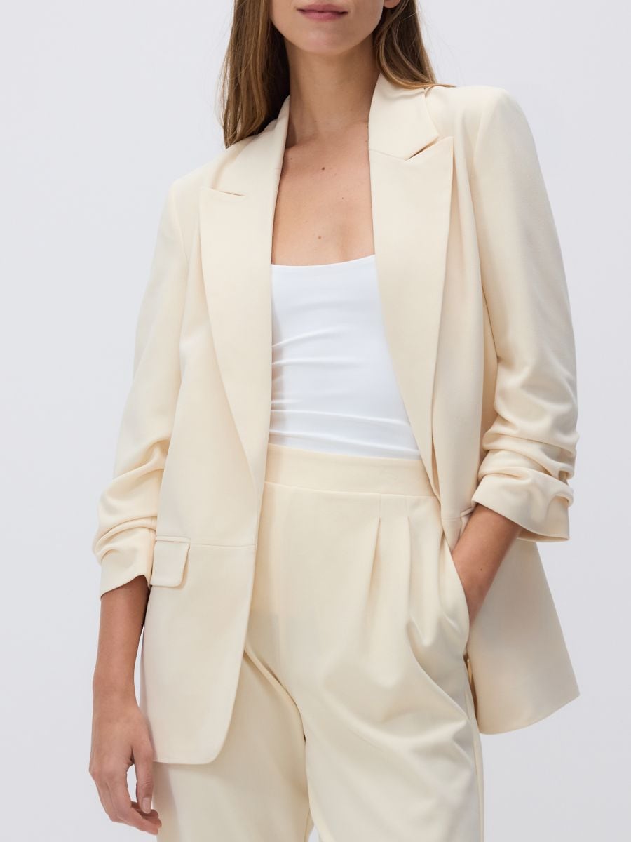 Blazer with crinkled sleeves - light yellow - RESERVED - 3