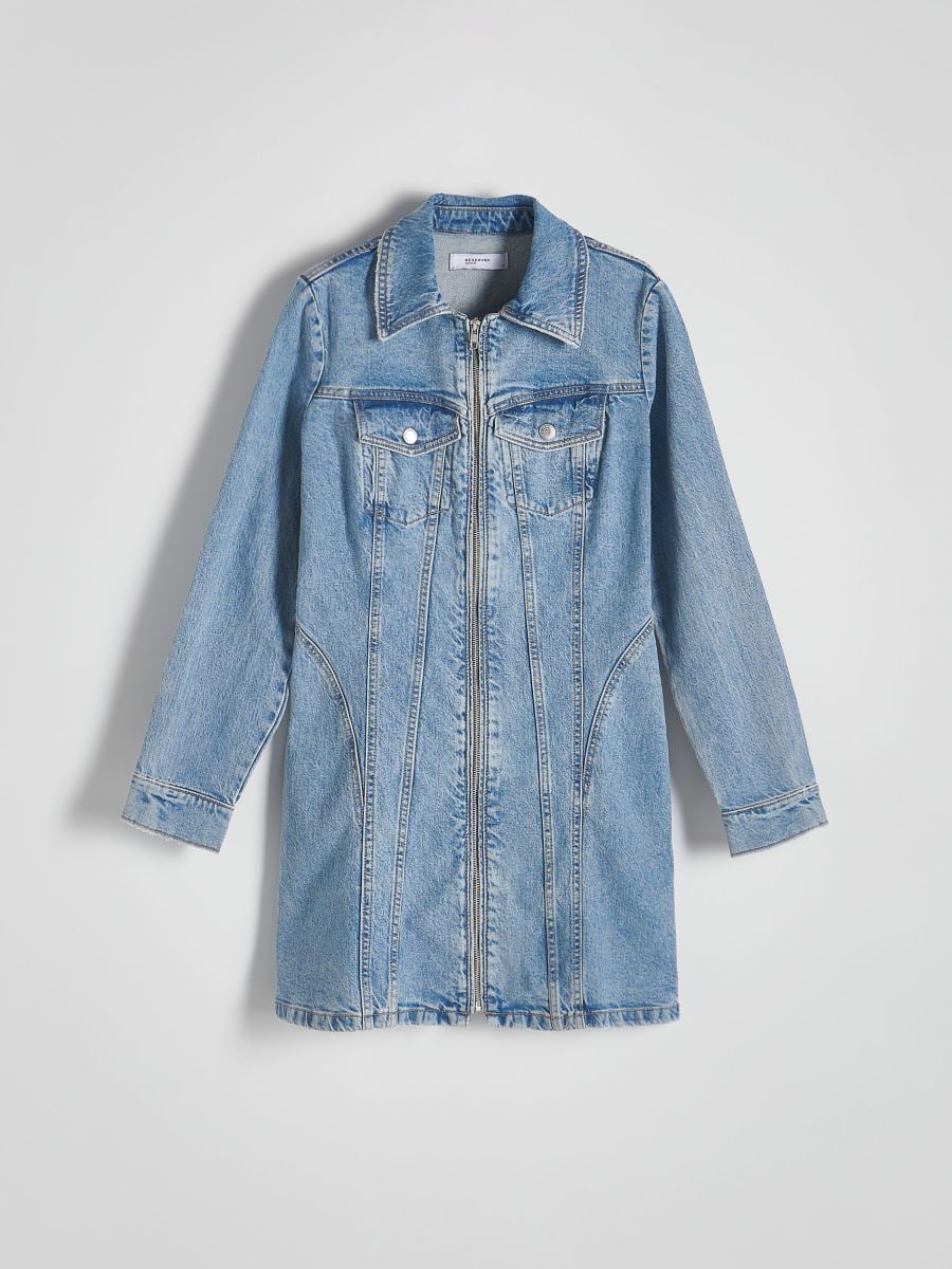 Kleid aus Denim mit Reißverschluss - blau - RESERVED