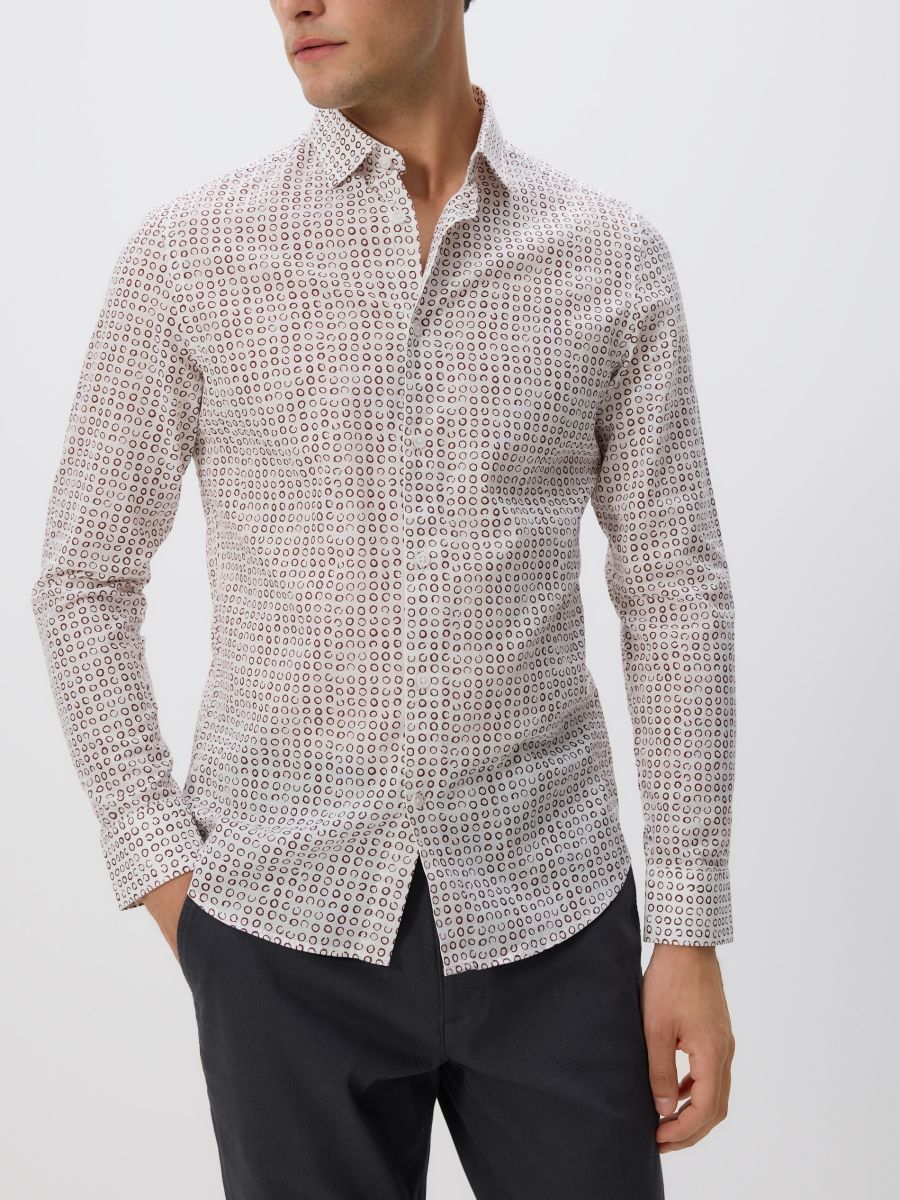 Cămașă slim fit din bumbac - bej - RESERVED