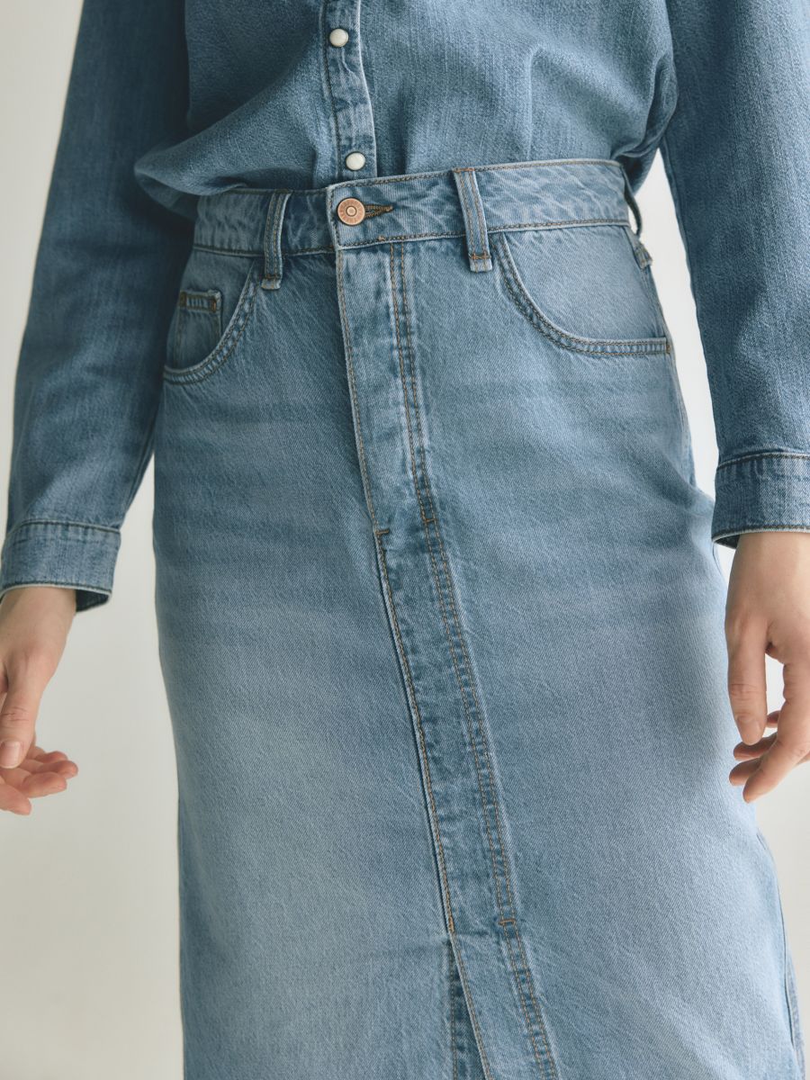 Teksas midi suknja - plava - RESERVED - 5