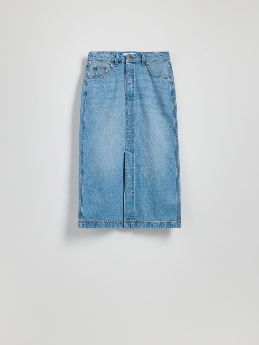 Denim midi skirt - blue - RESERVED