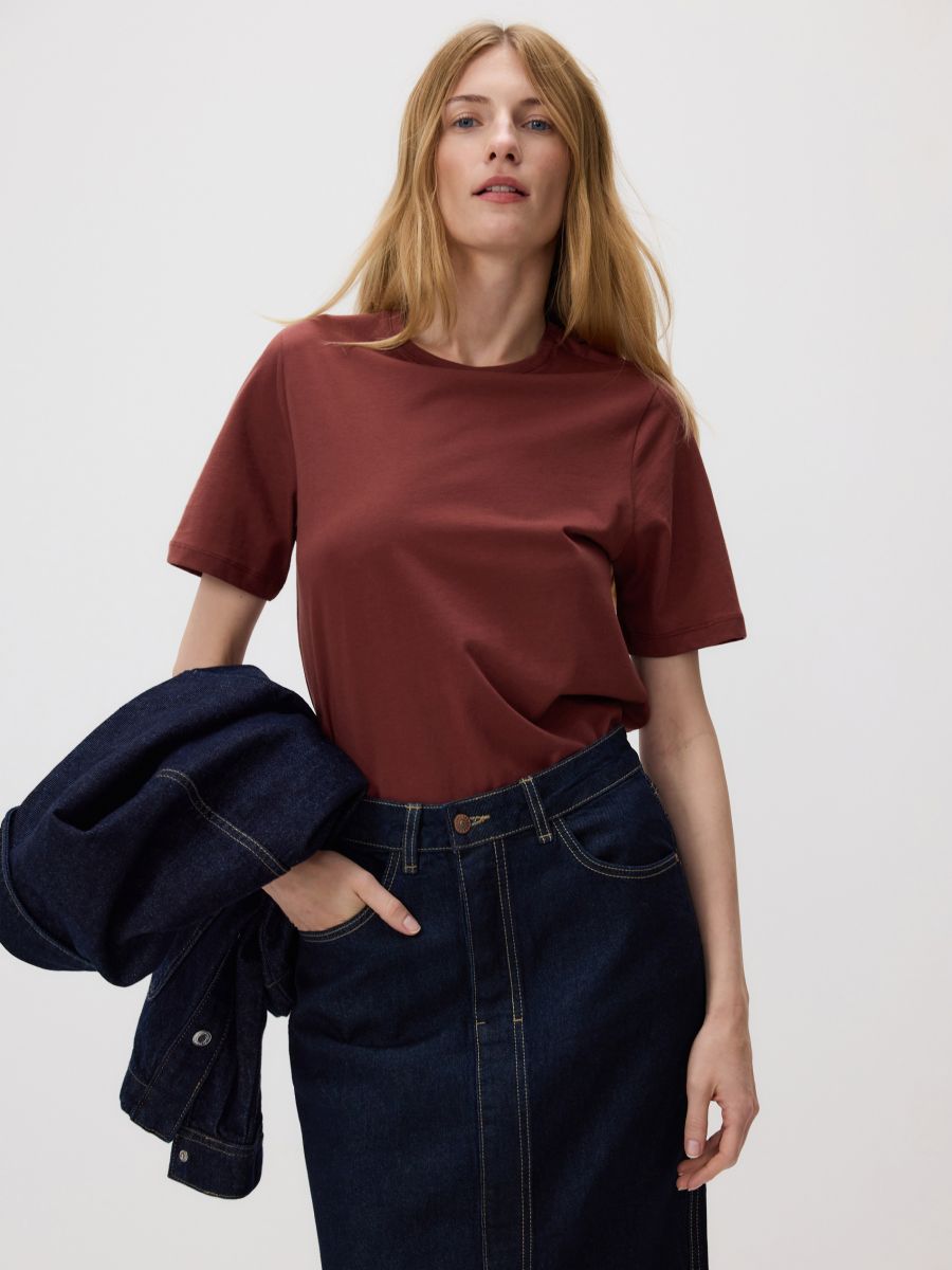 Denim midi skirt - navy - RESERVED