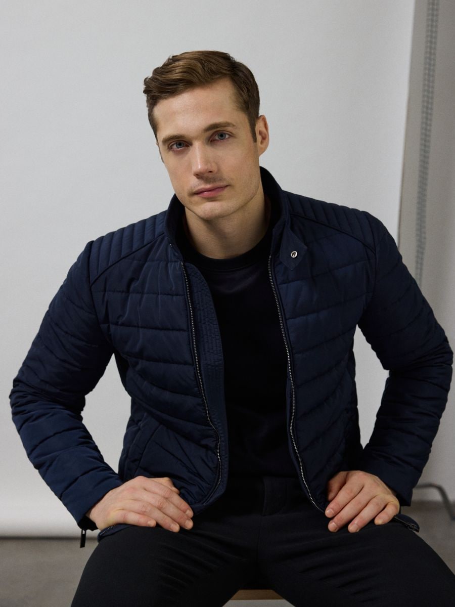 Quilted biker jacket - navy - RESERVED