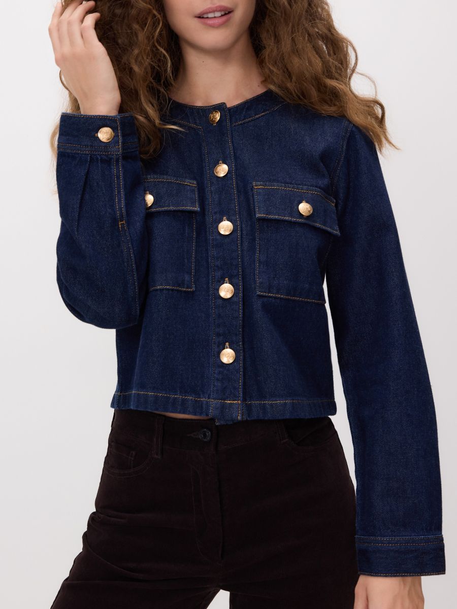 Jacka med dekorativa knappar - marin - RESERVED