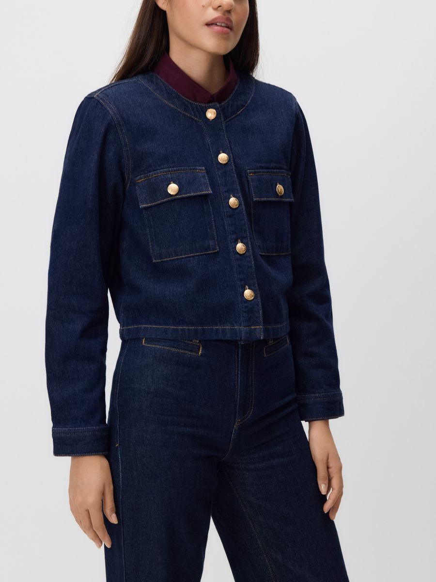 Jacket with decorative buttons - navy - RESERVED