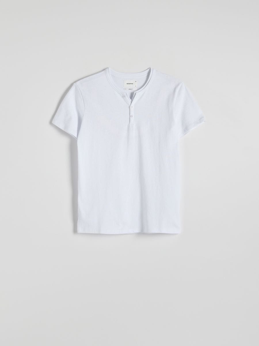 T-shirt slim fit - biały - RESERVED - 4