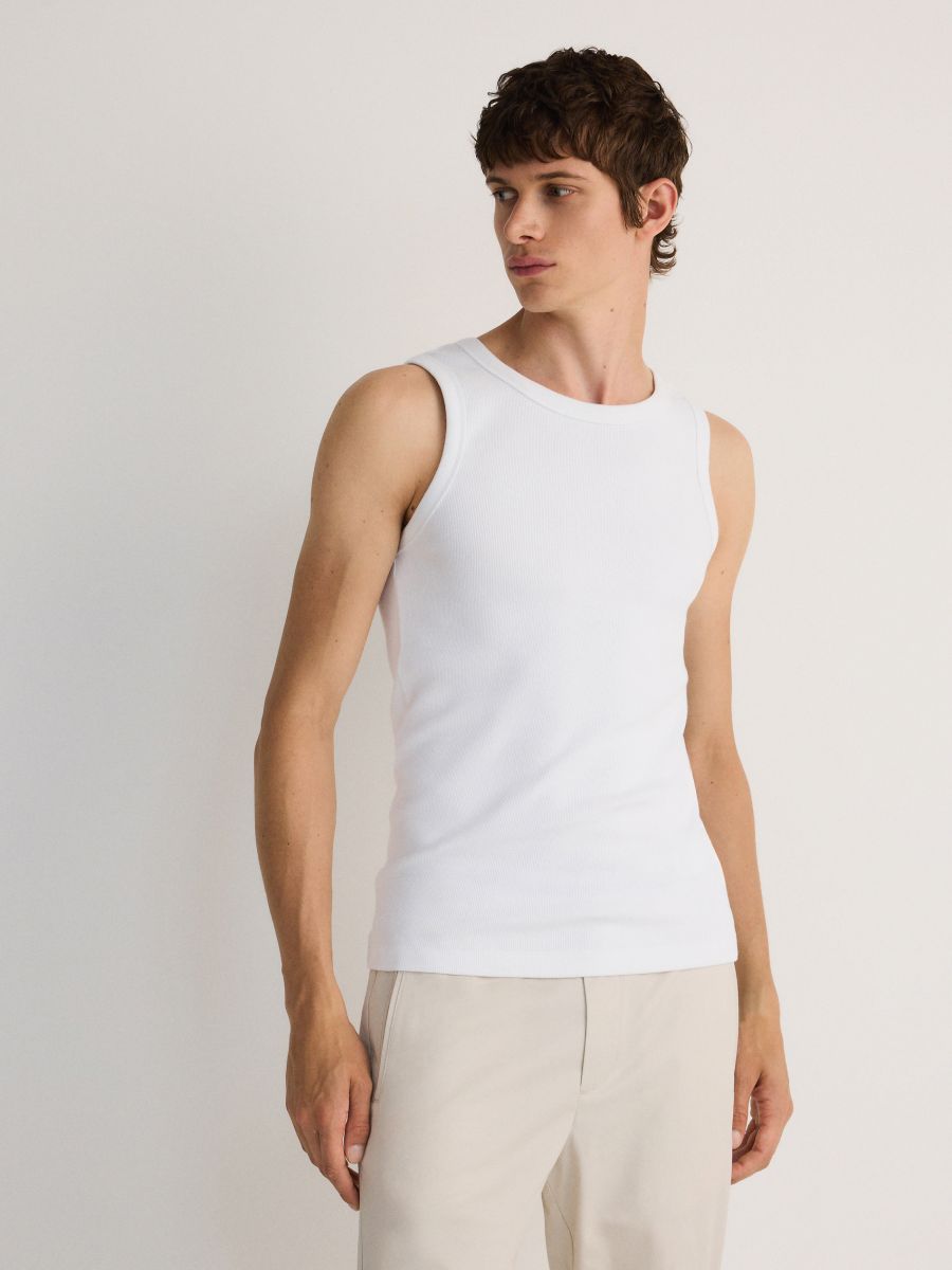 Slim fit jersey top - white - RESERVED