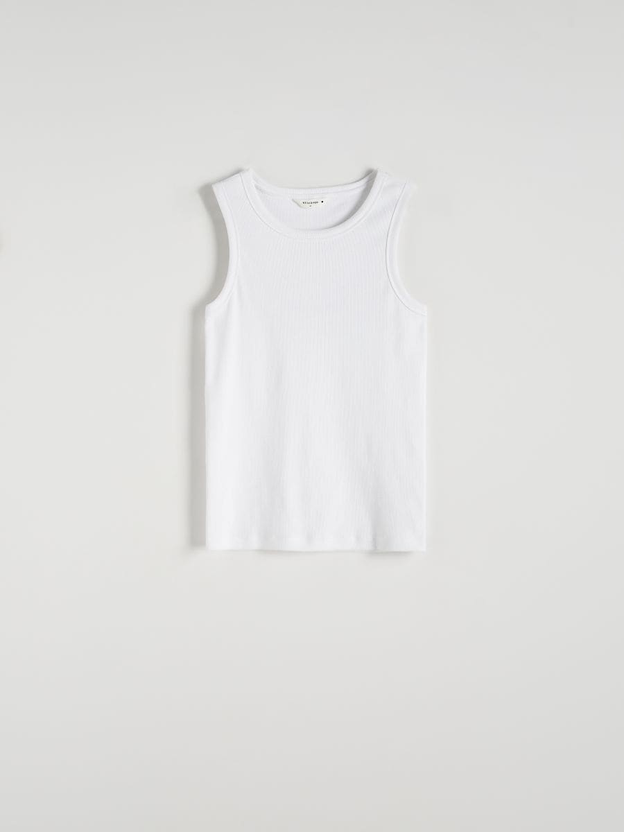 Slim fit jersey top - white - RESERVED