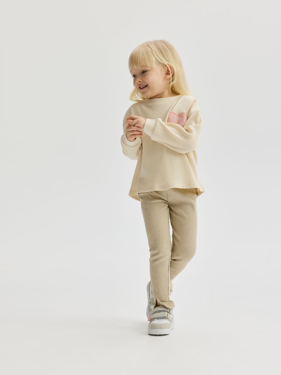 Legging van ribbreisel - beige - RESERVED