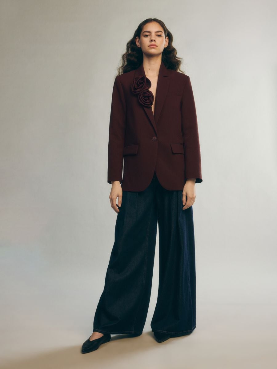 Blazer with rose-shaped details - burgundy - RESERVED - 2