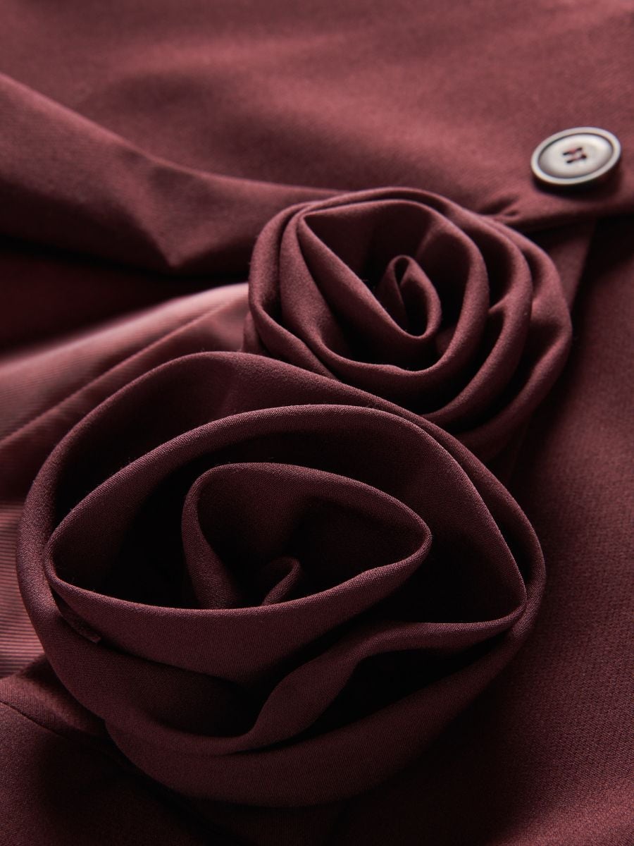Blazer with rose-shaped details - burgundy - RESERVED - 7
