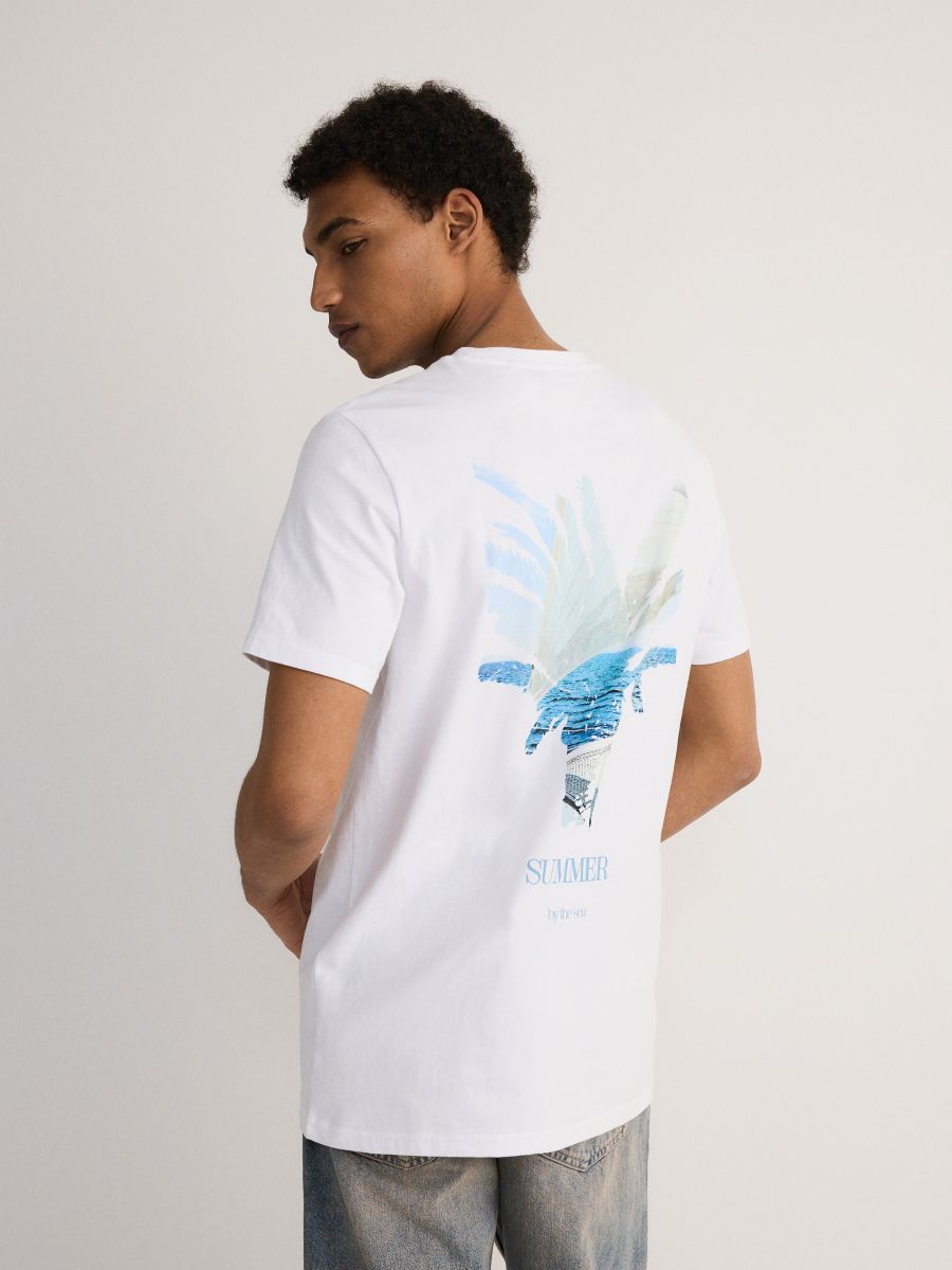 Regular fit T-shirt with print - white - RESERVED