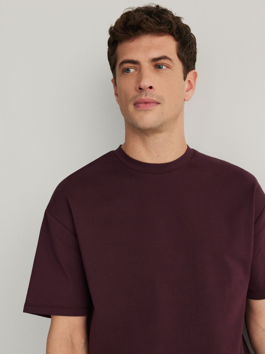 T-shirt boxy - maroon - RESERVED