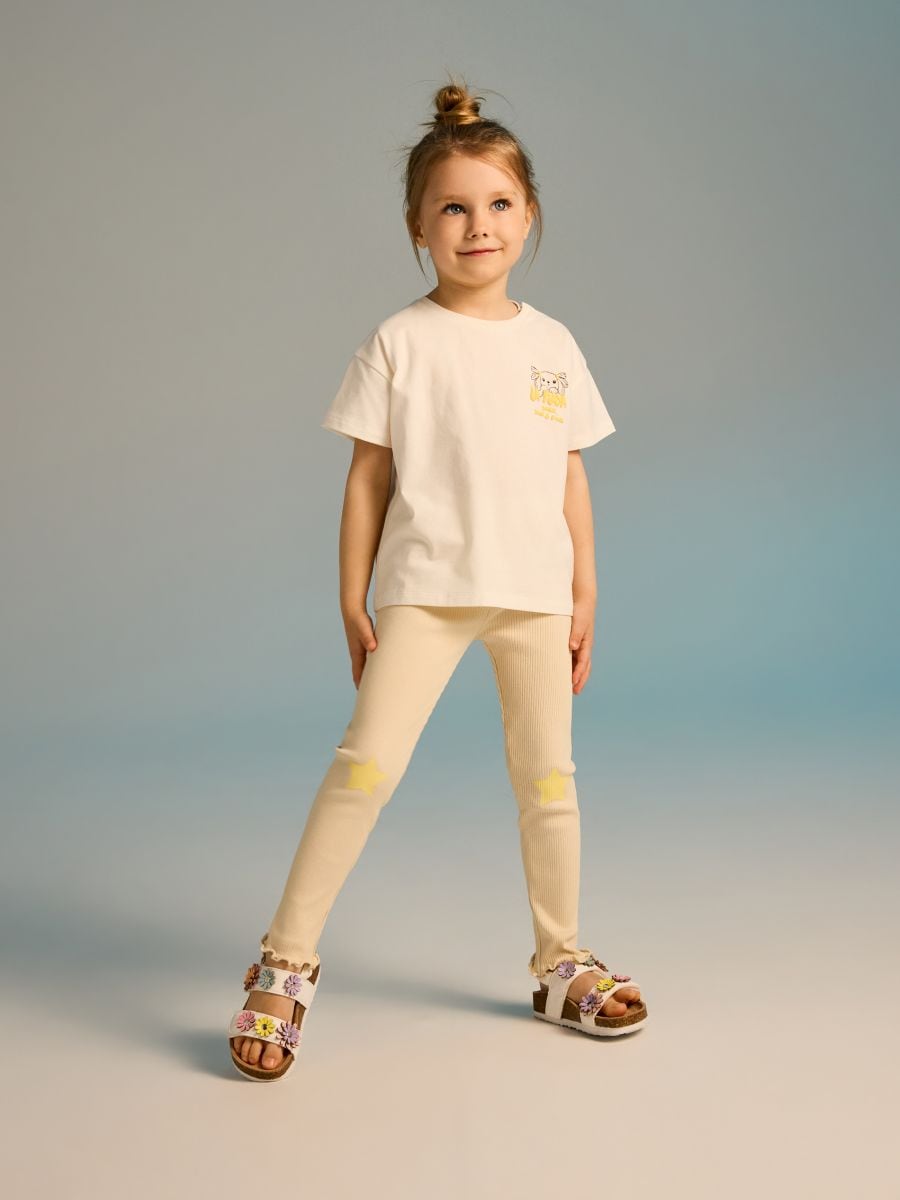 Ribbed leggings with print - beige - RESERVED - 2